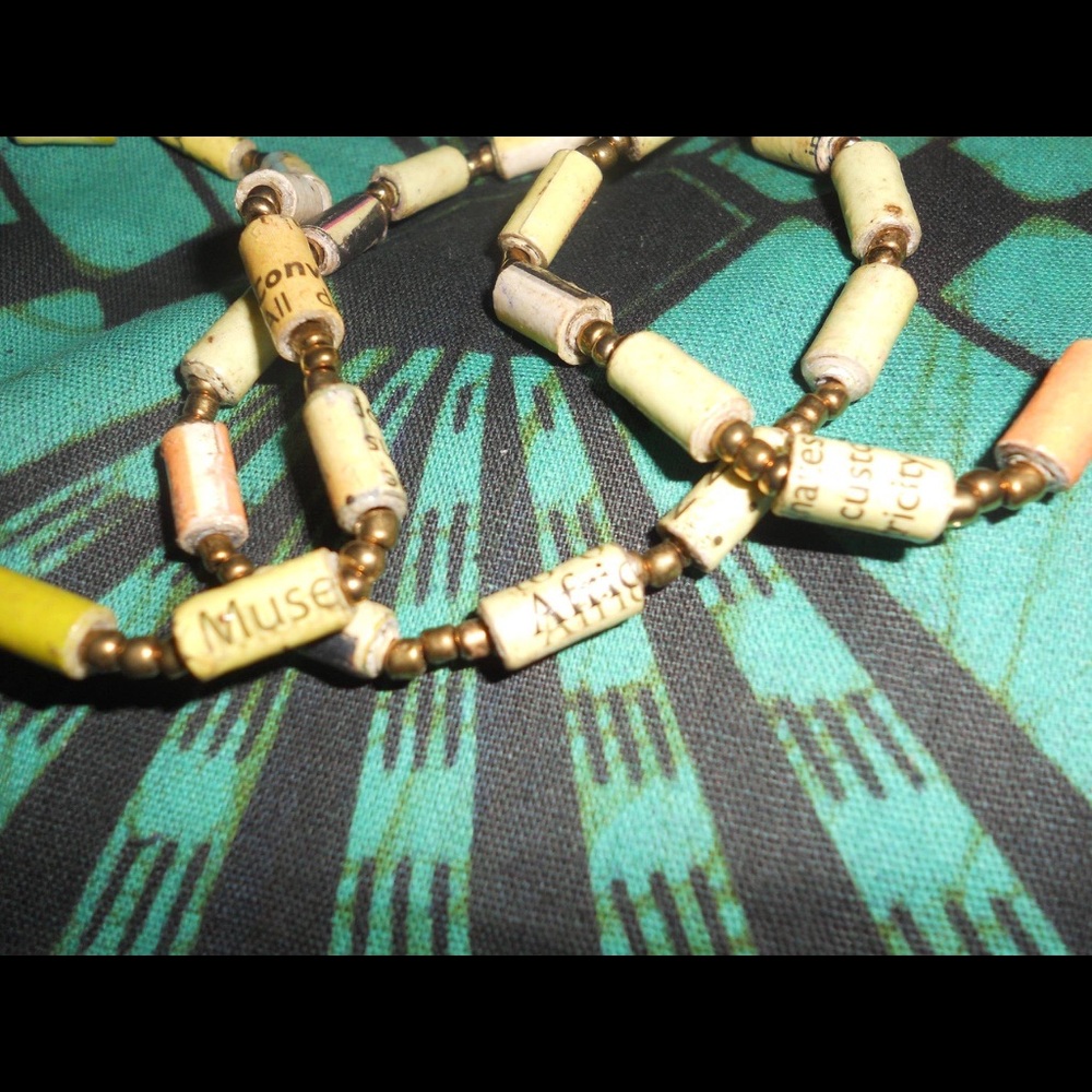 NWOT African Green & Purple Paperbead Bracelets
